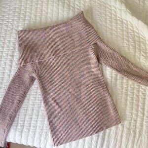 Anthropology Cashmere Ribbed Off the Shoulder Sweater